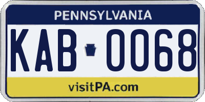 PA license plate KAB0068