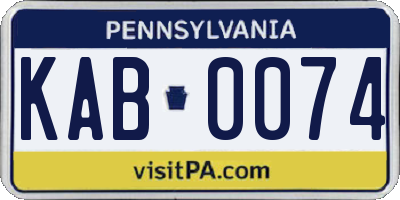 PA license plate KAB0074