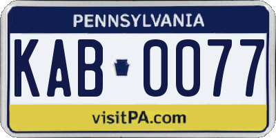 PA license plate KAB0077