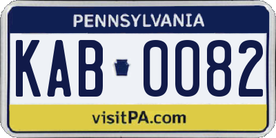 PA license plate KAB0082