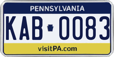 PA license plate KAB0083