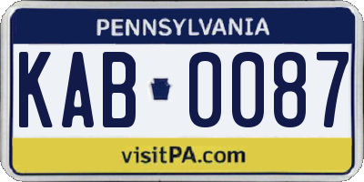 PA license plate KAB0087