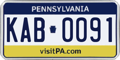 PA license plate KAB0091