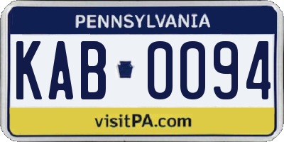 PA license plate KAB0094