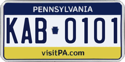 PA license plate KAB0101