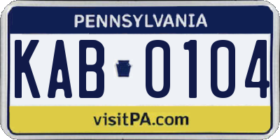 PA license plate KAB0104