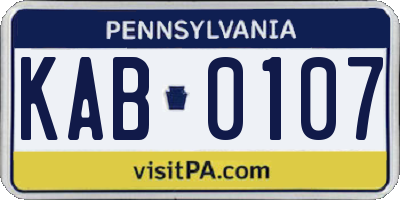PA license plate KAB0107