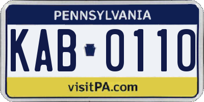 PA license plate KAB0110