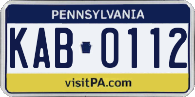 PA license plate KAB0112