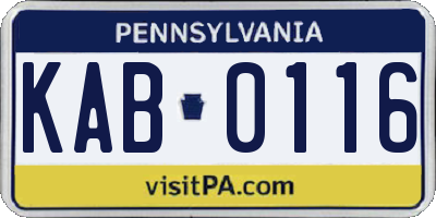 PA license plate KAB0116