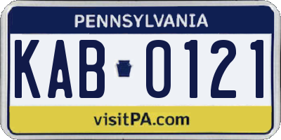 PA license plate KAB0121