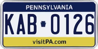 PA license plate KAB0126