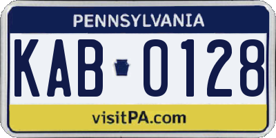 PA license plate KAB0128