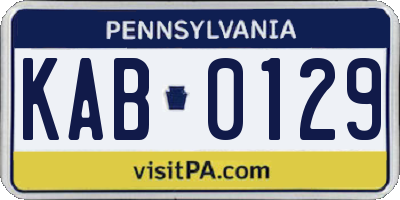 PA license plate KAB0129