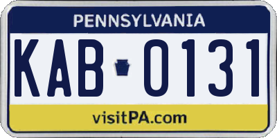 PA license plate KAB0131