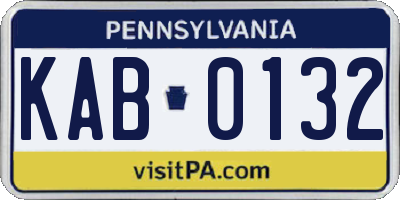 PA license plate KAB0132