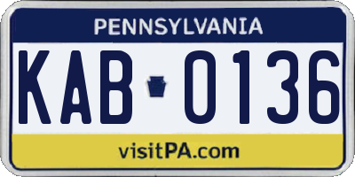 PA license plate KAB0136