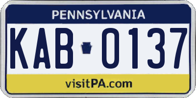PA license plate KAB0137