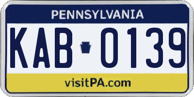 PA license plate KAB0139