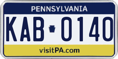 PA license plate KAB0140