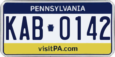 PA license plate KAB0142