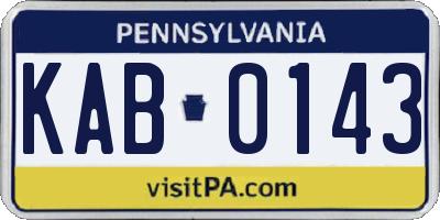 PA license plate KAB0143