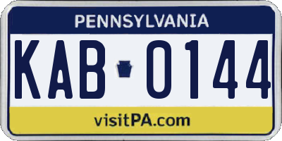 PA license plate KAB0144