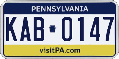 PA license plate KAB0147