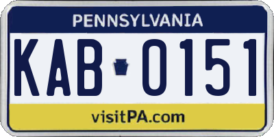 PA license plate KAB0151