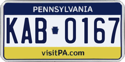 PA license plate KAB0167