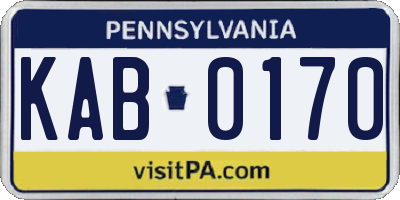 PA license plate KAB0170