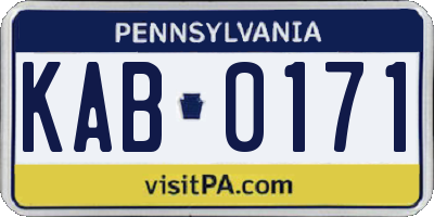 PA license plate KAB0171
