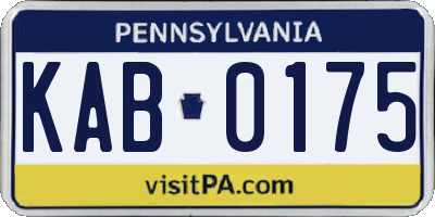 PA license plate KAB0175