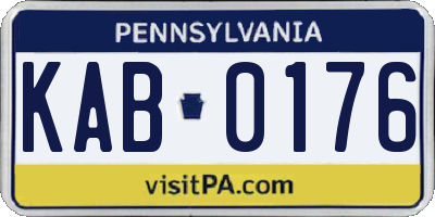 PA license plate KAB0176