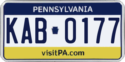 PA license plate KAB0177