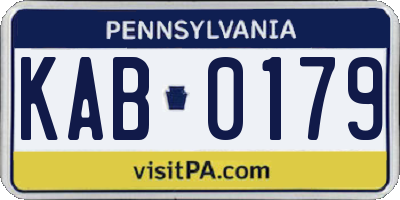 PA license plate KAB0179