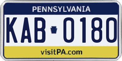 PA license plate KAB0180