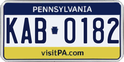 PA license plate KAB0182