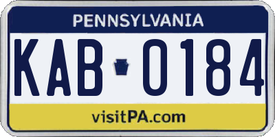 PA license plate KAB0184