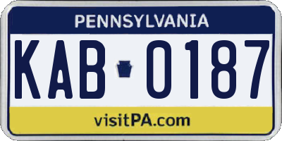 PA license plate KAB0187