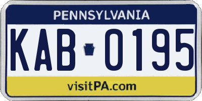 PA license plate KAB0195