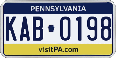 PA license plate KAB0198