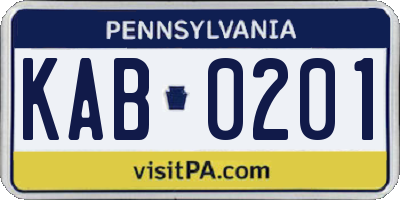 PA license plate KAB0201