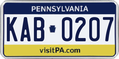 PA license plate KAB0207
