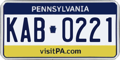 PA license plate KAB0221