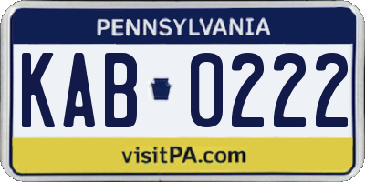 PA license plate KAB0222