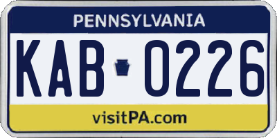 PA license plate KAB0226