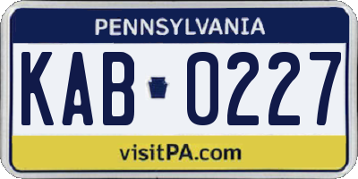 PA license plate KAB0227