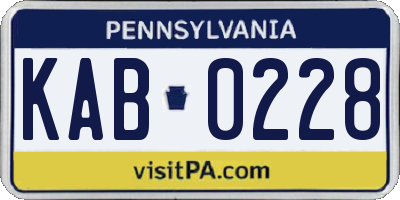 PA license plate KAB0228