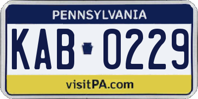 PA license plate KAB0229